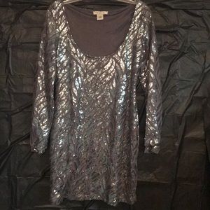 Dark grey feather design sequin dress